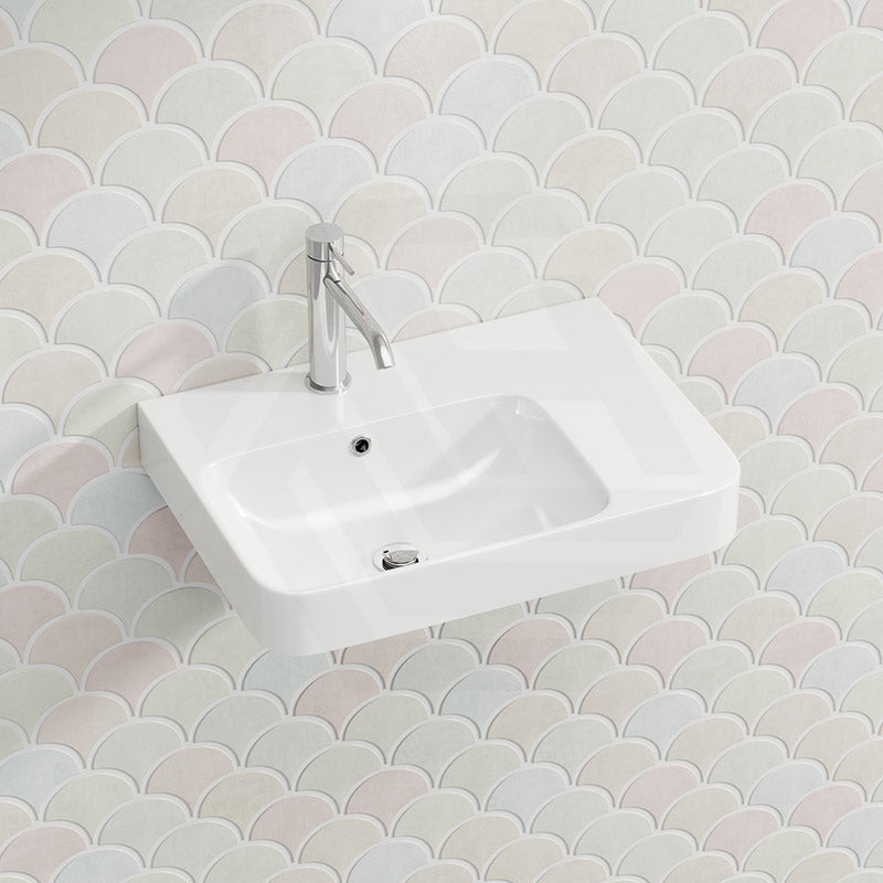 Lukka Kontura Ceramic Wall Hung Basin Left/Right Hand Bowl with Overflow 550/600mm - Gloss White