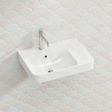 Lukka Kontura Ceramic Wall Hung Basin Left/Right Hand Bowl with Overflow 550/600mm - Gloss White