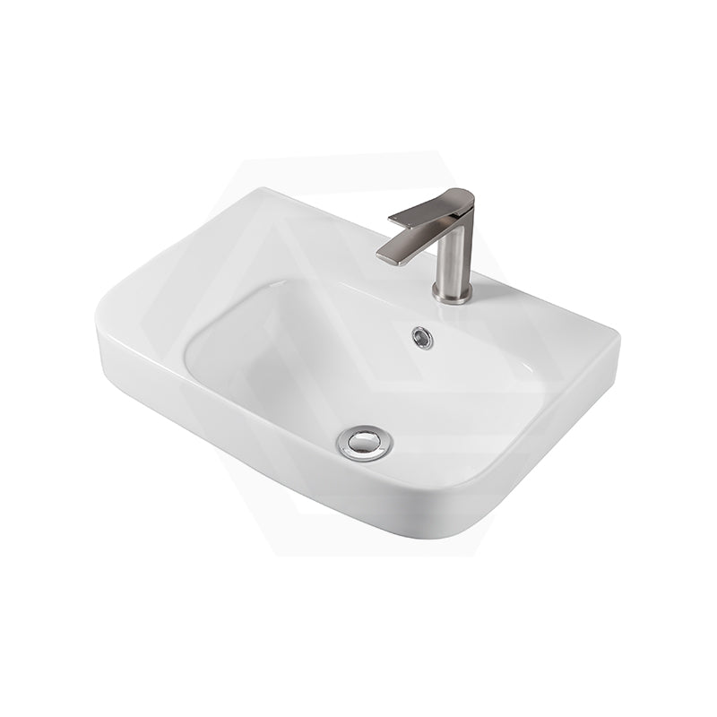 Lukka Kontura Ceramic Wall Hung Basin Left/Right Hand Bowl with Overflow 550/600mm - Gloss White