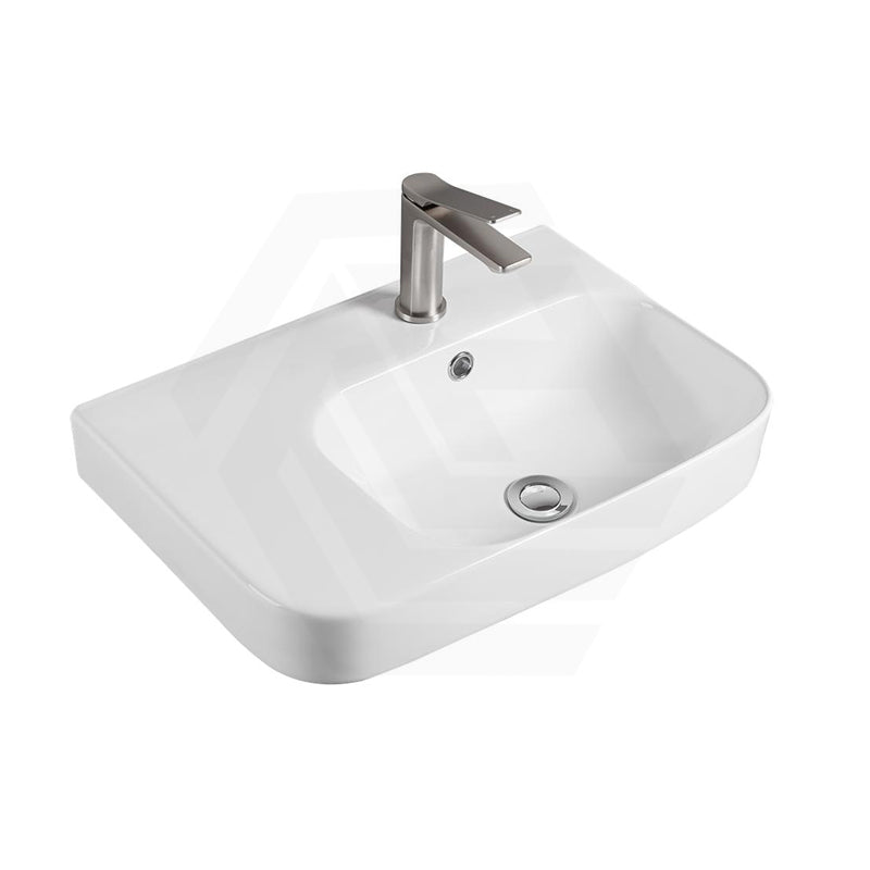 Lukka Kontura Ceramic Wall Hung Basin Left/Right Hand Bowl with Overflow 550/600mm - Gloss White