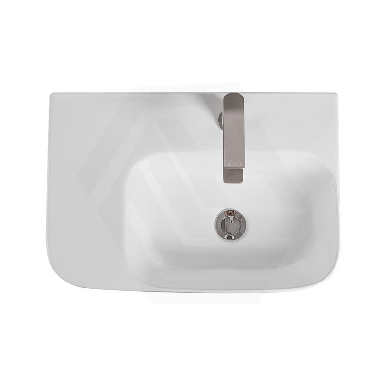 Lukka Kontura Ceramic Wall Hung Basin Left/Right Hand Bowl with Overflow 550/600mm - Gloss White