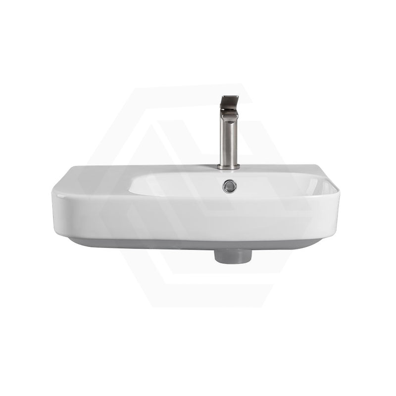 Lukka Kontura Ceramic Wall Hung Basin Left/Right Hand Bowl with Overflow 550/600mm - Gloss White