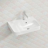 Lukka Kontura Ceramic Wall Hung Basin Left/Right Hand Bowl with Overflow 550/600mm - Gloss White