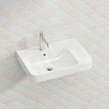 Lukka Kontura Ceramic Wall Hung Basin Left/Right Hand Bowl with Overflow 550/600mm - Gloss White