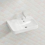 Lukka Kontura Ceramic Wall Hung Basin Left/Right Hand Bowl with Overflow 550/600mm - Gloss White