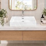 Lukka Above Counter / Wall Hung Rectangle Ceramic Basin with Tap Hole 605x425x130mm - Gloss White