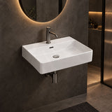 Lukka Above Counter / Wall Hung Rectangle Ceramic Basin with Tap Hole 605x425x130mm - Gloss White