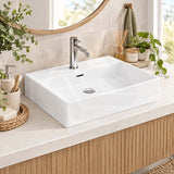 Lukka Above Counter / Wall Hung Rectangle Ceramic Basin with Tap Hole 605x425x130mm - Gloss White