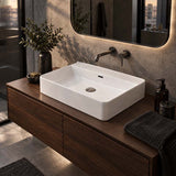 Lukka Above Counter/Wall-hung Ceramic Basin Rectangle 600x420x135mm - Gloss White