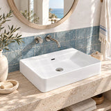 Lukka Above Counter/Wall-hung Ceramic Basin Rectangle 600x420x135mm - Gloss White