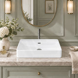 Lukka Above Counter/Wall-hung Ceramic Basin Rectangle 600x420x135mm - Gloss White