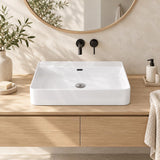 Lukka Above Counter/Wall-hung Ceramic Basin Rectangle 600x420x135mm - Gloss White