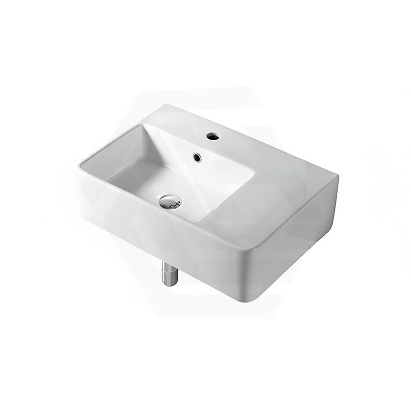Lukka Kliff 613x415x155mm Ceramic Wall Hung/Above Counter Basin Left/Right Hand Bowl with Overflow Gloss White