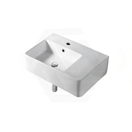 Lukka Kliff 613x415x155mm Ceramic Wall Hung/Above Counter Basin Left/Right Hand Bowl with Overflow Gloss White
