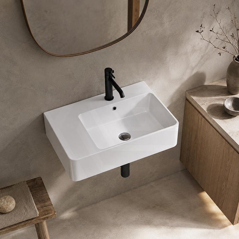 Lukka Kliff Ceramic Wall Hung/Above Counter Basin Left/Right Hand Bowl with Overflow 613x415x155mm - Gloss White