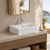 Lukka Kliff Ceramic Wall Hung/Above Counter Basin Left/Right Hand Bowl with Overflow 613x415x155mm - Gloss White