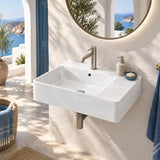 Lukka Kliff Ceramic Wall Hung/Above Counter Basin Left/Right Hand Bowl with Overflow 613x415x155mm - Gloss White