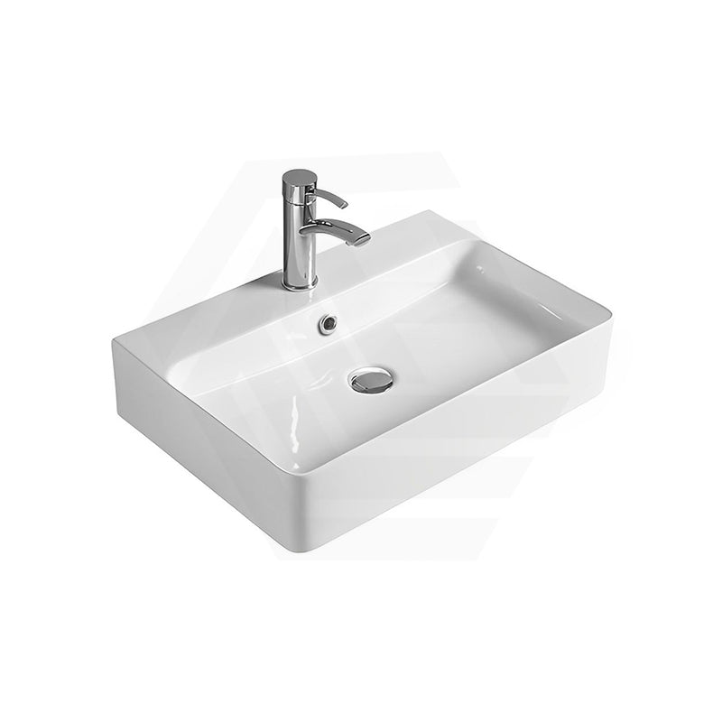 Lukka Kliff 710x425x135mm Ceramic Gloss White Above Counter/Wall Hung Basin with Overflow