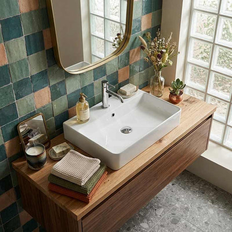 Lukka Kliff Ceramic Above Counter/Wall Hung Basin with Overflow 710x425x135mm - Gloss White