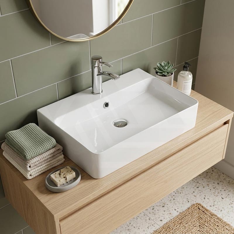 Lukka Kliff Ceramic Above Counter/Wall Hung Basin with Overflow 710x425x135mm - Gloss White