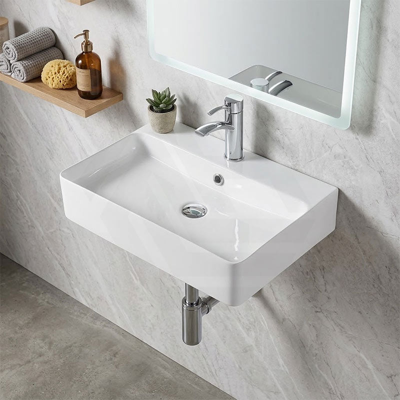 Lukka Kliff Ceramic Above Counter/Wall Hung Basin with Overflow 710x425x135mm - Gloss White