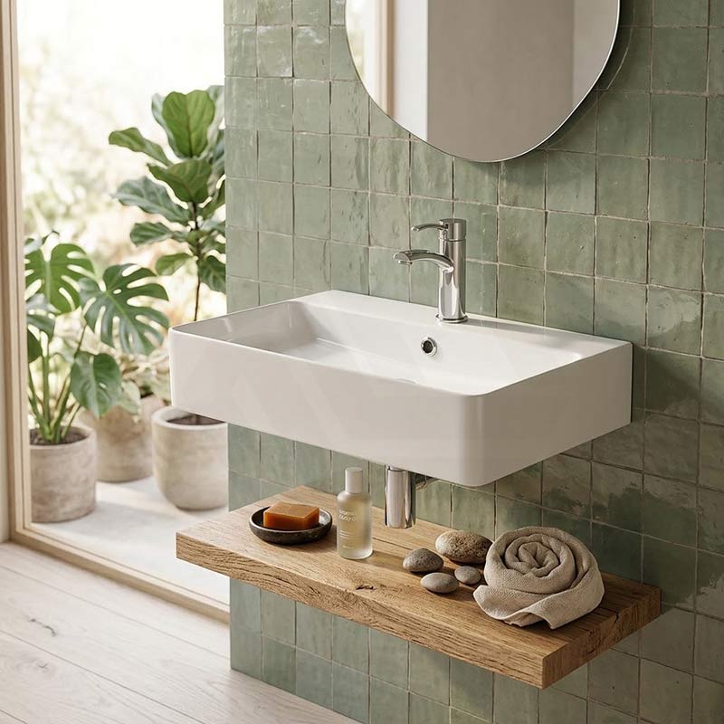 Lukka Kliff Ceramic Above Counter/Wall Hung Basin with Overflow 710x425x135mm - Gloss White