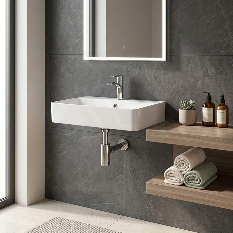 Lukka Kliff Ceramic Above Counter/Wall Hung Basin with Overflow 710x425x135mm - Gloss White