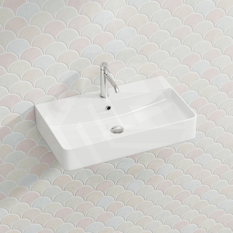 Lukka Kliff Ceramic Above Counter/Wall Hung Basin with Overflow 710x425x135mm - Gloss White