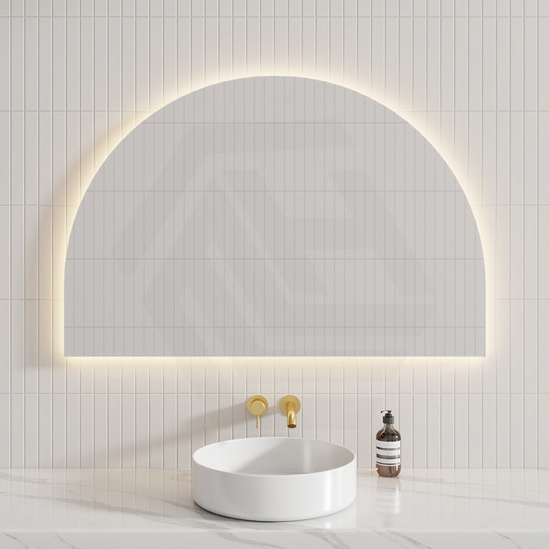1200/1500mm Lukka Arco Half Moon Pencil Edge Backlit LED Mirror Touchless Sensor Vertical or Horizontal