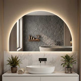 1200/1500mm Lukka Arco Half Moon Pencil Edge Backlit LED Mirror Touchless Sensor Vertical or Horizontal