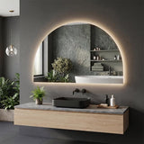 1200/1500mm Lukka Arco Half Moon Pencil Edge Backlit LED Mirror Touchless Sensor Vertical or Horizontal