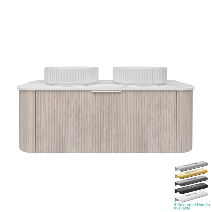 Lukka Agena 600-1800mm Costal Oak Fluted Wood Grain Wall Hung Vanity with Multi-colour handle and with/without Top