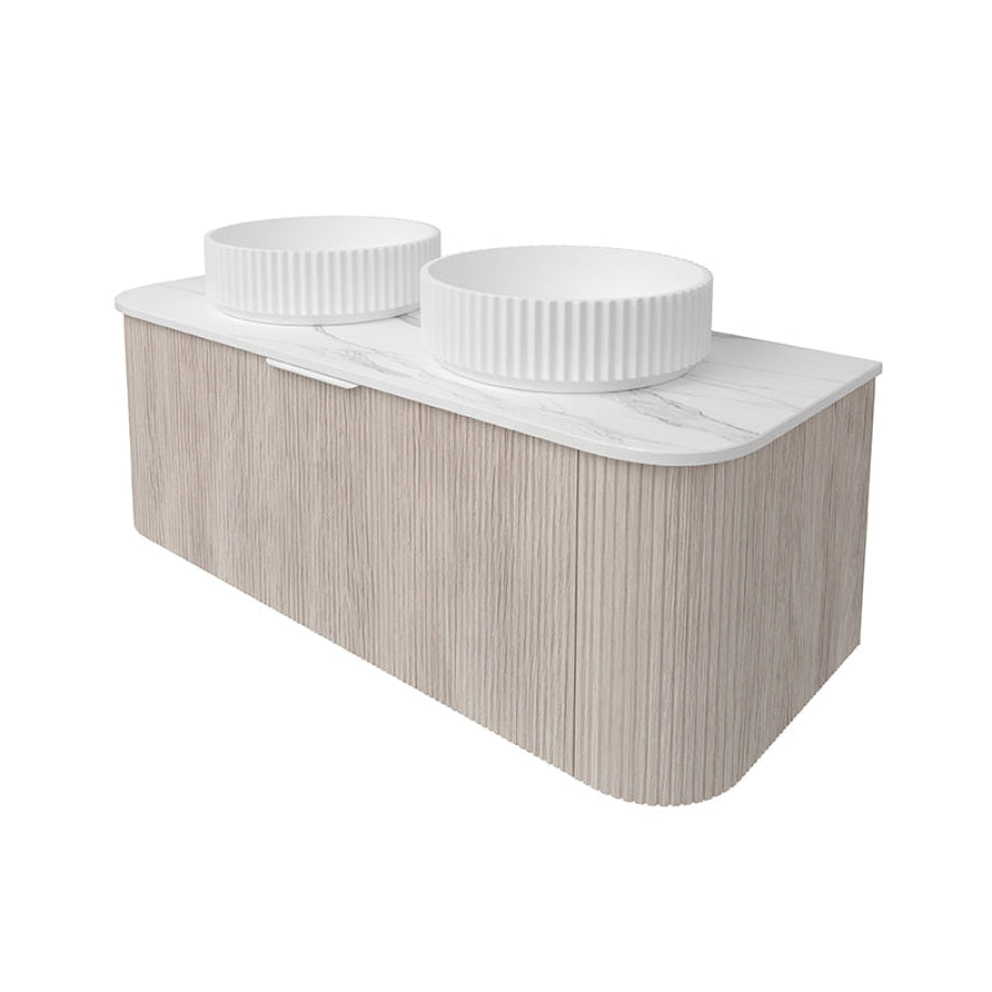 Lukka Agena 600-1800mm Costal Oak Fluted Wood Grain Wall Hung Vanity with Multi-colour handle and with/without Top