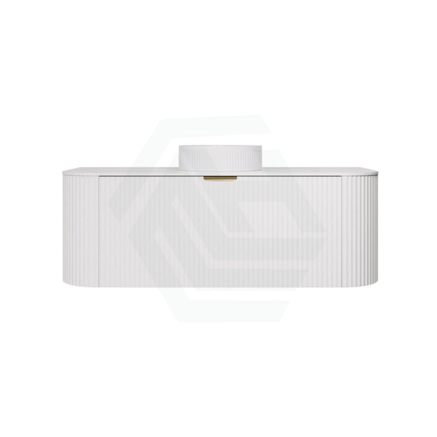 600-1800mm Lukka Agena Matt White/Black Wall Hung Bathroom Fluted PVC Vanity with Soft Closing Drawers Curve Edge