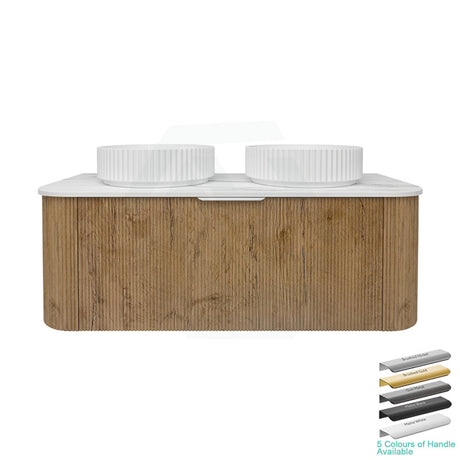 Lukka Agena 600-1800mm Costal Oak Fluted Wood Grain Wall Hung Vanity with Multi-colour handle and with/without Top