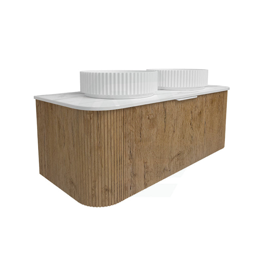 Lukka Agena 600-1800mm Prime Oak Fluted Wood Grain Wall Hung Vanity with Soft Closing Drawers
