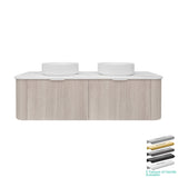 Lukka Agena 600-1800mm Costal Oak Fluted Wood Grain Wall Hung Vanity with Multi-colour handle and with/without Top