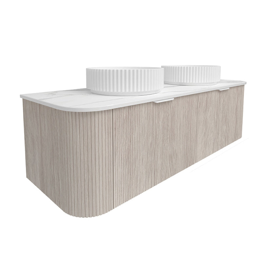 Lukka Agena 600-1800mm Costal Oak Fluted Wood Grain Wall Hung Vanity with Multi-colour handle and with/without Top