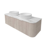 Lukka Agena 600-1800mm Costal Oak Fluted Wood Grain Wall Hung Vanity with Multi-colour handle and with/without Top