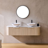 Lukka Agena 600-1800mm Costal Oak Fluted Wood Grain Wall Hung Vanity with Multi-colour handle and with/without Top