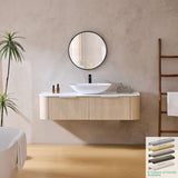 Lukka Agena 600-1800mm Costal Oak Fluted Wood Grain Wall Hung Vanity with Multi-colour handle and with/without Top