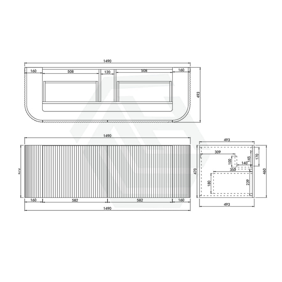 600-1800Mm Ceto Avalon Matt White Wall Hung Bathroom Pvc Vanity With Soft Closing Drawers Curve Edge