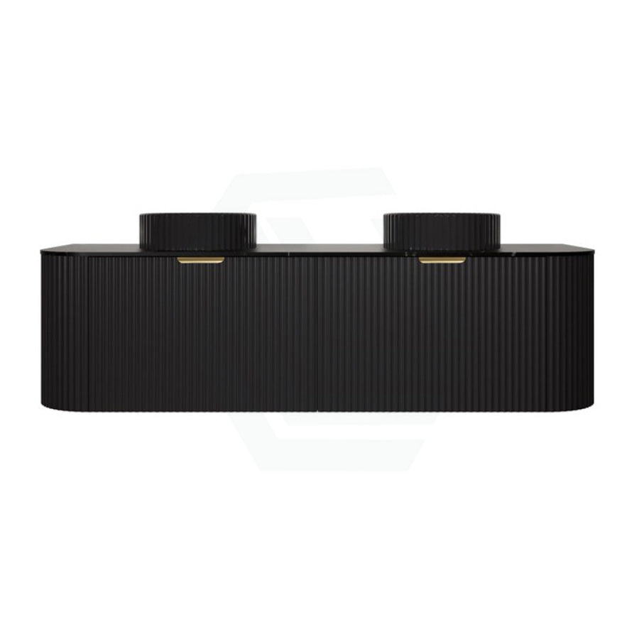 600-1800mm Lukka Agena Matt White/Black Wall Hung Bathroom Fluted PVC Vanity with Soft Closing Drawers Curve Edge