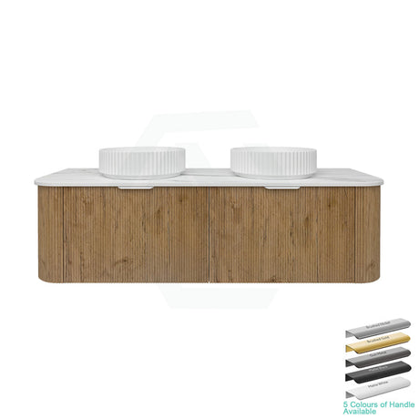 Lukka Agena 600-1800mm Costal Oak Fluted Wood Grain Wall Hung Vanity with Multi-colour handle and with/without Top