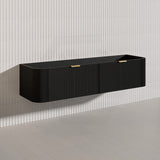 1800mm Lukka Agena Fluted Wood Grain Wall Hung Vanity with Soft Closing Drawers Variant Colour Available