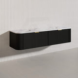 1800mm Lukka Agena Fluted Wood Grain Wall Hung Vanity with Soft Closing Drawers Variant Colour Available