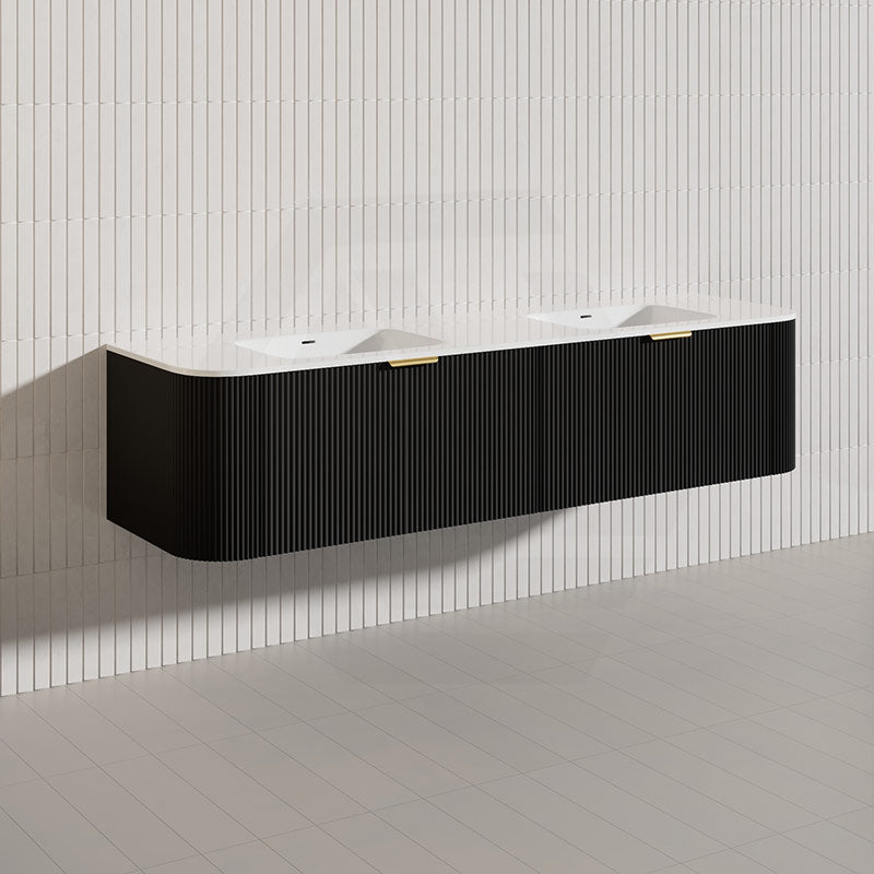 1800mm Lukka Agena Fluted Wood Grain Wall Hung Vanity with Soft Closing Drawers Variant Colour Available