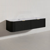 1800mm Lukka Agena Fluted Wood Grain Wall Hung Vanity with Soft Closing Drawers Variant Colour Available