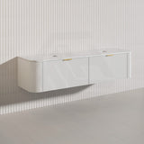 1800mm Lukka Agena Fluted Wood Grain Wall Hung Vanity with Soft Closing Drawers Variant Colour Available
