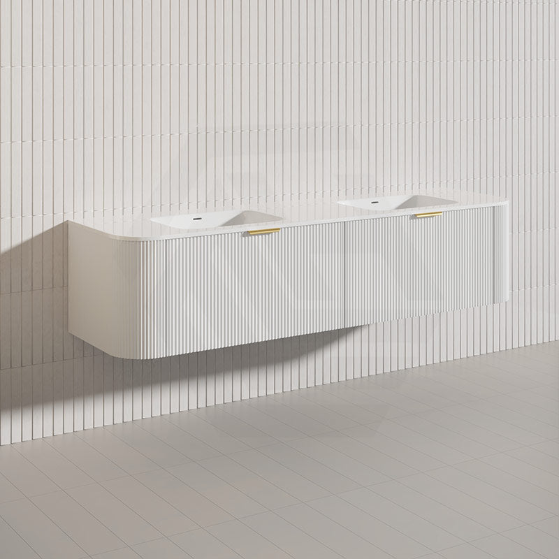 1800mm Lukka Agena Fluted Wood Grain Wall Hung Vanity with Soft Closing Drawers Variant Colour Available